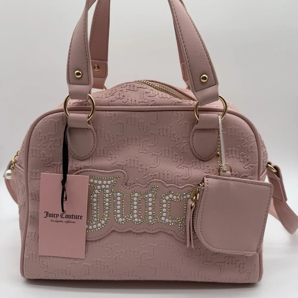 Juicy Couture String Of Pearls Satchel Pink Diamond Handbag Crossbody Bag NWT